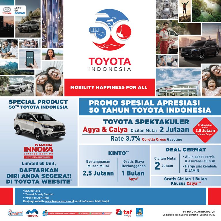 Rayakan 50 Tahun di Indonesia, Toyota Perkuat Layanan ‘Total Mobility Solution’
