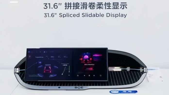 layar display OLED dari BOE yang bisa bergeser memanjang, dipajang di CES 2025