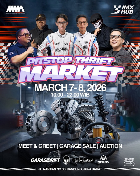 Koleksi Otomotif Om Mobi, Gofar Hilman dan Garasi Drift Dijual di Pitstop Thrift Market 2026